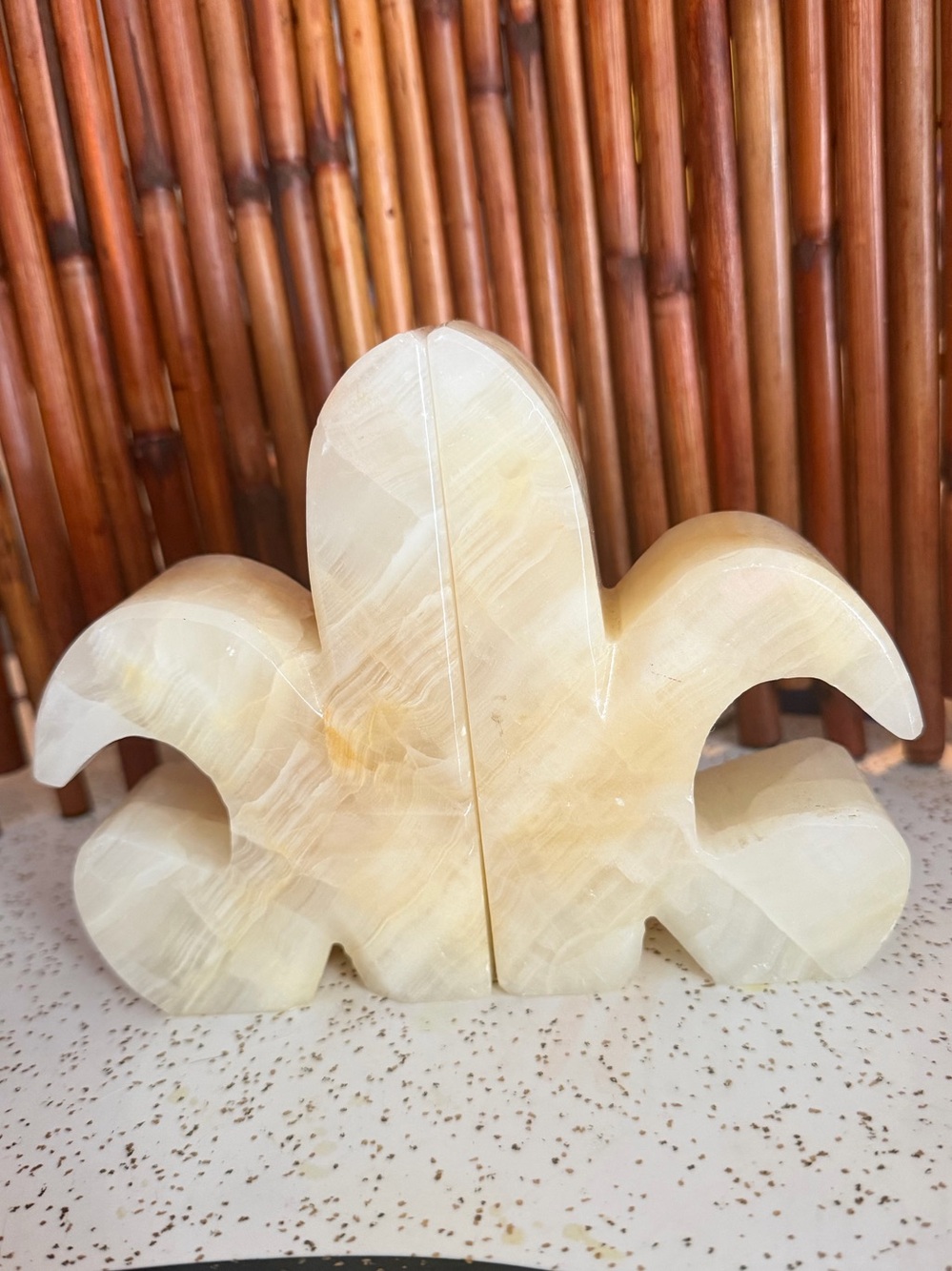 Vintage onyx Fleur de lis book ends
